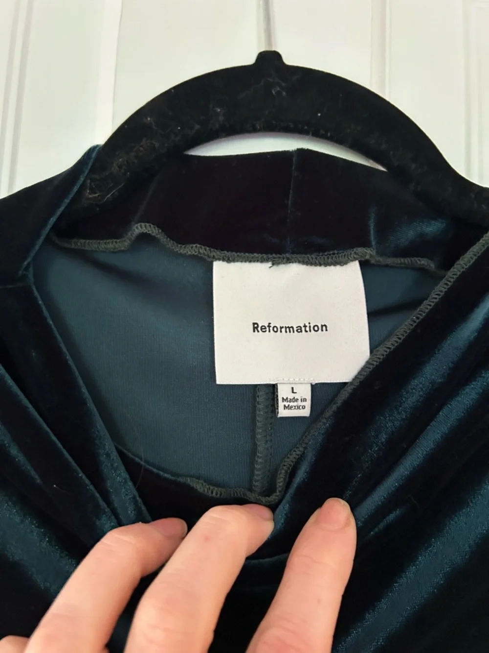 Reformation Teal Velvet Ruched Mini Dress - Picture 2 of 2